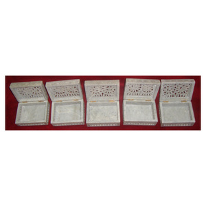 Awesome <b>Artificial</b> Natural Soapstone <b>Best</b> Artistic Hand Carved Jewelry Boxes and Flower Design Soapstone Carving Jewellery Box - Product Image 1