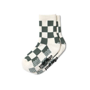 Chaussettes de Pilates personnalisées à faible MOQ, vente en gros, motif carré à carreaux pastel, antidérapantes, pour studio et marque - Product Image 1