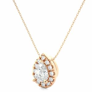 Pendentif en diamant halo de forme poire et ronde pour femmes - Product Image 3