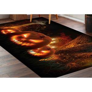 Tapis d'horreur Citrouille : Décoration d'Halloween noire et orange, tapis fin non tissé - Product Image 3