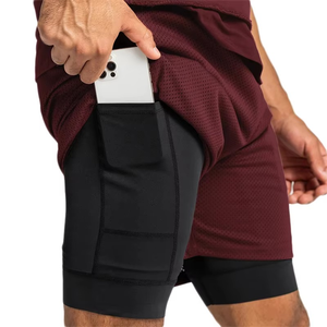 Short de sport athlétique respirant et confortable pour homme, entraînement personnalisé, doublure double couche en polyester - Product Image 5