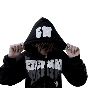 Sweat à capuche zippé surdimensionné 100% coton poids lourd et épais pour hommes French Terry 3d Puff Printing Hoodie Manufacturer - Product Image 5