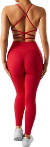 En stock spandex y nylon yoga fitness conjuntos de 2 piezas para las mujeres con costuras sin costuras transpirable yoga conjuntos para las mujeres ropa de gimnasia - Product Image 6