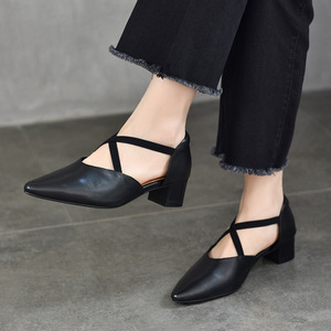 Sandales à talon bloc épais pour femme, à brides, bout ouvert, chaussures de soirée pour mariage, club et usage quotidien, chaussures à talons hauts - Product Image 1