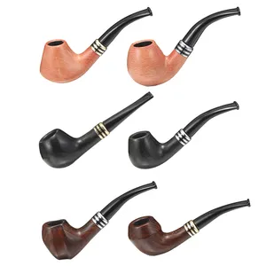 pipas para fumar de madera Easy To Clean Wooden Pipe Smoke Fancy Herb Handmade Handcrafted Durable Carved Wood Pipe