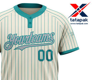 Unisex Custom <b>Teal</b> Pinstripe Gray Two-Button Softball Jersey for Adults Breathable Sportswear for Baseball & Softball Players - Product Image 6