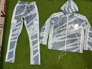 OEM High Street Winter Windbreaker <b>Jacket</b> Set Men's Nylon Custom Reflective Piping Screen Printing Logo Hooded Breathable - Product Image 2