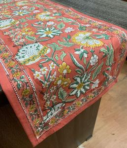 <strong>Indian</strong> High Quality <strong>Block</strong> <strong>Printed</strong> Thicken Cotton Canvas <strong>Fabric</strong> Hand <strong>Block</strong> <strong>Printing</strong> Table Runner for Home Decoration - Product Image 2