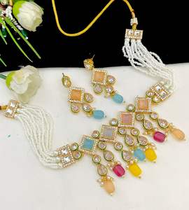 Collier de diamants Monalisa de qualité supérieure serti de belles boucles d'oreilles assorties vêtements de fête élégants et bijoux de mariage pour femmes - Product Image 5