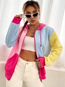 Sweat à capuche en molleton de coton tricoté surdimensionné pour femmes Logo personnalisé Fermeture éclair Hiver Streetwear Confortable Décontracté Sweat à capuche - Product Image 2