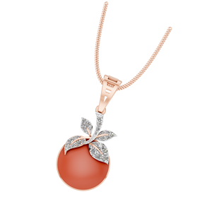 Colgante de hoja de diamante cultivado en laboratorio personalizable para mujer, piedra naranja, oro Real de 14K, OEM, ODM, India, colgantes de moda - Product Image 3