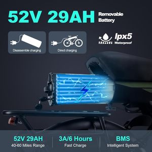 Adulti, Ebike con doppio motore Brushless da 1200W-3000W, batteria 48V 23.2Ah, pneumatico grasso da 20x4.0, fino a 28-35mph, Max 40-70 miglia di moto - Product Image 3