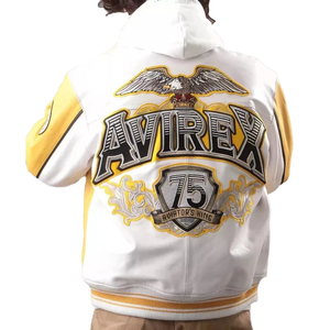 Custom Made Genuine Leather With Embroidery Avirex <b>Jackets</b> Hot Selling Customized Classic Cowhide Leather Avirex <b>Jacket</b> - Product Image 1