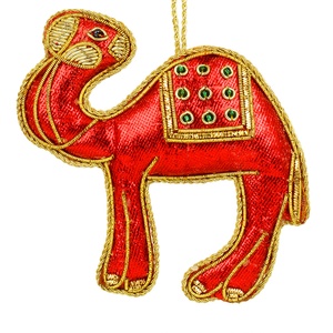 Décorations de Noël en satin de velours perlé faites à la main ornement personnalisé technique de broderie de girafe papillon sacs en forme de coeur - Product Image 2