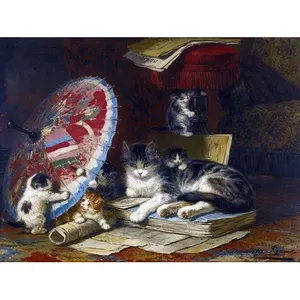 Gatitos y paraguas Azulejo Mural Cocina y baño Pared Backsplash en mármol Cerámica Categoría de producto Azulejos - Product Image 1