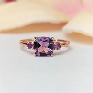 Solid 925 Sterling Silver Classic Design Amethyst Stone Women <b>Girl</b> Engagement Anniversary Fine <b>Rings</b> - Product Image 2