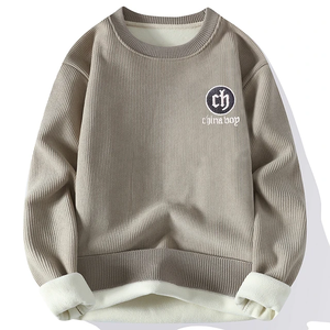 Sweat-shirt ras du cou personnalisé 100% coton hommes surdimensionné épaules tombantes streetwear pull côtelé ras du cou pour hommes - Product Image 2