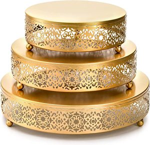 Soporte para servir pasteles de Metal con diseño en relieve de lujo Soporte para cupcakes de Metal de forma redondeada Soportes decorativos para servir pasteles hechos a mano - Product Image 2
