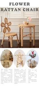 Silla de flores de ratán para niños hecha de silla usada de ratán natural para que los niños estudien, hermosa respetuosa con el medio ambiente - Product Image 6