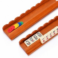 Mahjong en bois écologique léger de 17,25 pouces (208 g) avec support festonné et pousseur magnétique pour les voyages et les jeux à domicile