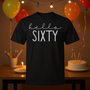 เสื้อยืดสวัสดีซิกซ์ตี้สำหรับงานเลี้ยงวันเกิดครบรอบ 60 ปี เสื้อยืดโปรโมชั่นอายุ 60 ปี - Product Image 3