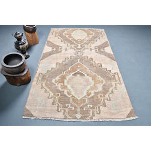 พรมสไตล์เตอร์กีวินเทจสไตล์โบฮีเมียนสีน้ำตาลพื้นที่ขนาดใหญ่แบบคลาสสิกขนาด4.4x7.5ฟุตผ้าขนสัตว์รูปสี่เหลี่ยมผืนผ้าเย็บปะติดปะต่อกันสำหรับน้ำยาง - Product Image 1