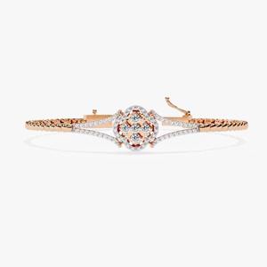 Bracelet diamant Moissanite floral pour femme en or rose avec pièce maîtresse ovale diamants taille ronde bijoux élégants cadeau - Product Image 5