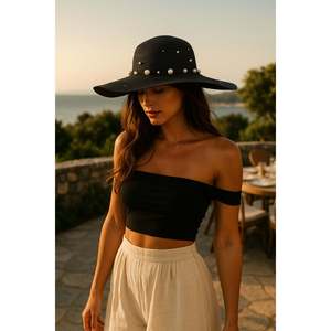 Black Pearl Wide Straw <b>Hat</b> Hsr2069 - Black5 - Product Image 5