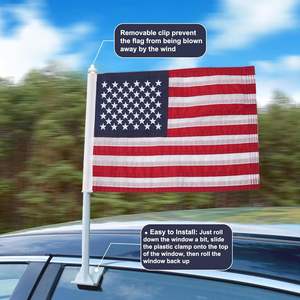 Lot de 2 drapeaux américains pour voiture, 12x18 pouces, en nylon robuste, avec étoiles brodées et clip de fenêtre, style fanion - Product Image 6