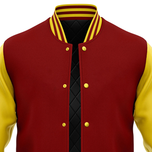 Otoño Invierno estilo Casual Letterman Varsity chaqueta lana seda forro Stand Collar botón decoración patrón sólido frente - Product Image 6