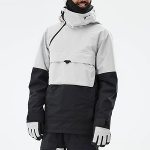 Veste de ski Anarok pour homme, gris clair/noir, imperméable, isolée, à capuche, poches zippées imperméables/vêtements de ski, veste de ski unisexe - Product Image 1