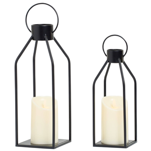Decorative Hot Sale Black Portable Iron Garden Floor Lamp <b>Lantern</b> <b>Set</b> Of 2 Candle <b>Lantern</b> Ornaments - Product Image 1