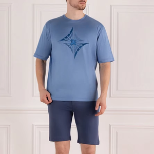 เสื้อยืดผ้าฝ้ายแท้ 100% ปักลายแบบดิสเทรส ระบายอากาศได้ดี สวมใส่สบาย สไตล์สตรีทแวร์ ลาย 3 มิติ น้ำหนัก 400 กรัม ลายปักด้านหน้า - Product Image 1