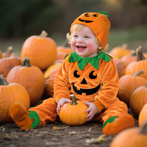 Nouveau <span class=keywords><strong>Costume</strong></span> d'<span class=keywords><strong>Halloween</strong></span> bébé barboteuses ensemble de vêtements nouveau-né bébé Cosplay tenues 3 pièces vêtements avec chapeau chaussures - Product Image 1