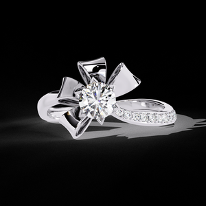 Bague en diamant de laboratoire de qualité supérieure avec nœud en ruban en or 14K 18K 0,50 carat rond brillant certifié IGI - Product Image 3