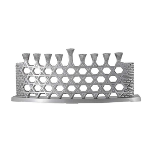 Portavelas de aluminio hecho a mano de diseño único, Menorah para decoración de sala de estar, iluminación de Iglesia decorada, Menorah de Hanukkah - Product Image 1