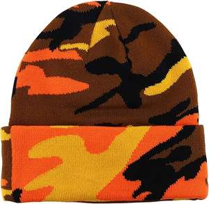 Gorro de Punto Cálido de Camuflaje para Hombre y Mujer, 100% Acrílico, Gorro de Calavera con Vuelta, Diseño Liso, Impresión Digital, Estilo de Viaje - Product Image 4