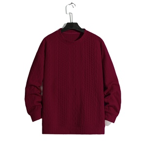 Sudadera con Capucha para Mujer, Formal, Tejida, de Algodón/Fibra de Bambú, Transpirable, Otoño/Invierno, Textura Geométrica, Holgada, Hombros Caídos, Versátil - Product Image 5