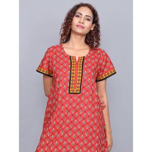 Chemise de nuit longue Evolve pour femme 100 % coton, super douce, décontractée, taille XL, imprimée (Bordeaux) - Product Image 1