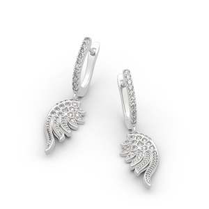 Boucles d'oreilles pendantes Jeulia Light As a Feather en argent sterling à coupe ronde - Product Image 3