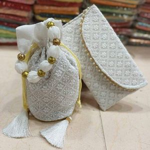 Mini sac à main à design floral pour femme Extérieur en soie brute avec doublure en coton décoré de perles Accessoire de mode - Product Image 6