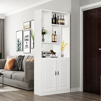 Meuble de séparation moderne en bois massif pour salon, entrée, avec rangement, casier à vin, étagère de présentation, portes, écologique, hauteur réglable