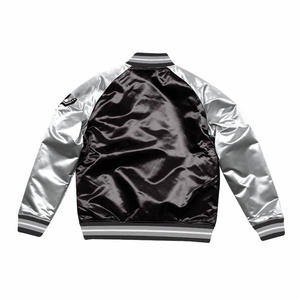 Chaqueta Bomber de Satén Personalizada al por Mayor, Estilo Urbano, Ropa Deportiva de Béisbol con Cuello Alto, Parche con Logotipo del Equipo en la Parte Delantera, Lona - Product Image 4