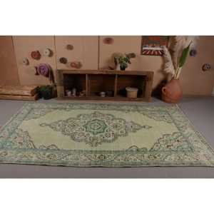 Tapis turc vintage classique vert bleu Patchwork Design laine Latex Rectangle couloir 5.3x9.4 pieds nouvelle grande surface pour chambre - Product Image 4