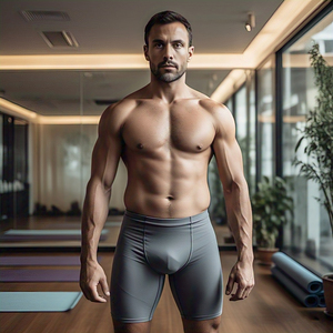 กางเกงขาสั้นรัดกล้ามเนื้อเอวยางยืดได้ไร้รอยต่อสำหรับผู้ชายชุดออกกำลังกาย - Product Image 2