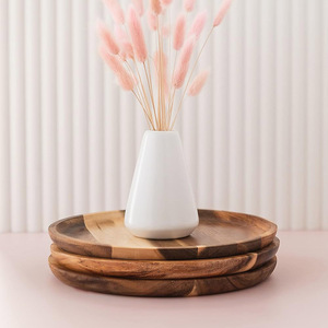 Assiettes à manger en acacia, vaisselle en gros, service d'assiettes en bois, plats en bois pour repas faits maison - Product Image 4