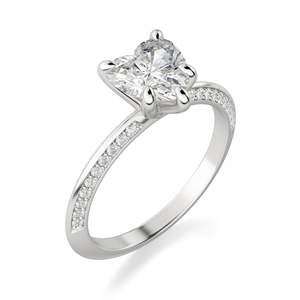 Heart Cut Pave Set Moissanite Anillo de compromiso - Product Image 3