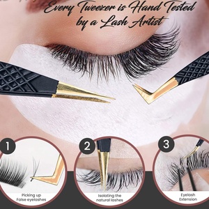 Pince à cils courbée à 90 degrés avec pointe fine pour extensions de cils, outil professionnel pour extensions de cils - Product Image 6