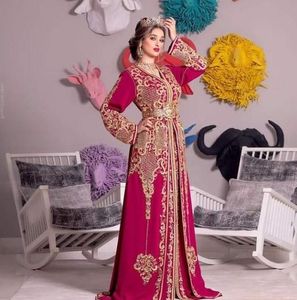 Tendance -- robe CAFTAN du moyen-orient ELEGANT---PARTY-WEAR ornée de perles de verre en cristal doré, pierre, travail DABKA @ 2023 - Product Image 1