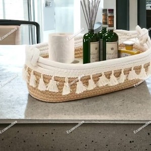 Juguete rectangular organizador de escritorio pequeño Montessori para guardería de bebé, cesta de cuerda de algodón plegable para dormitorio, guardería, sala de estar - Product Image 2